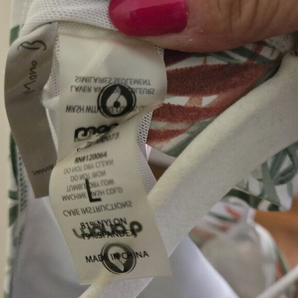 Mono B Palm Print Legging Sports Bra Set Pink Green Size L - Picture 13 of 13